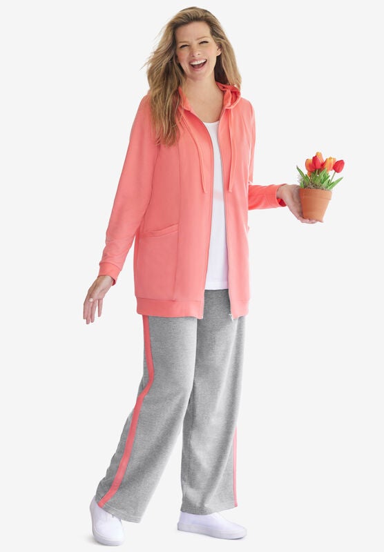 Woman Within Womens Plus Size Zip Front Tunic Hoodie Woman Within Womens Plus Size Zip Front Tunic Hoodie